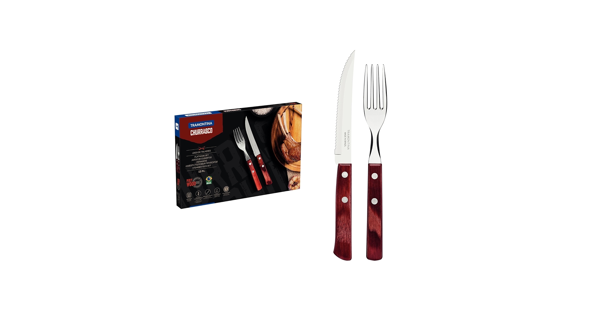 Tramontina Churrasco カトラリーセット 12ピース Tramontina Churrasco 12-Piece Jumbo Flatware Set with